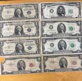 Lot of Vintage $1, $2, and $5 Red and Blue Seal Notes - Image 1
