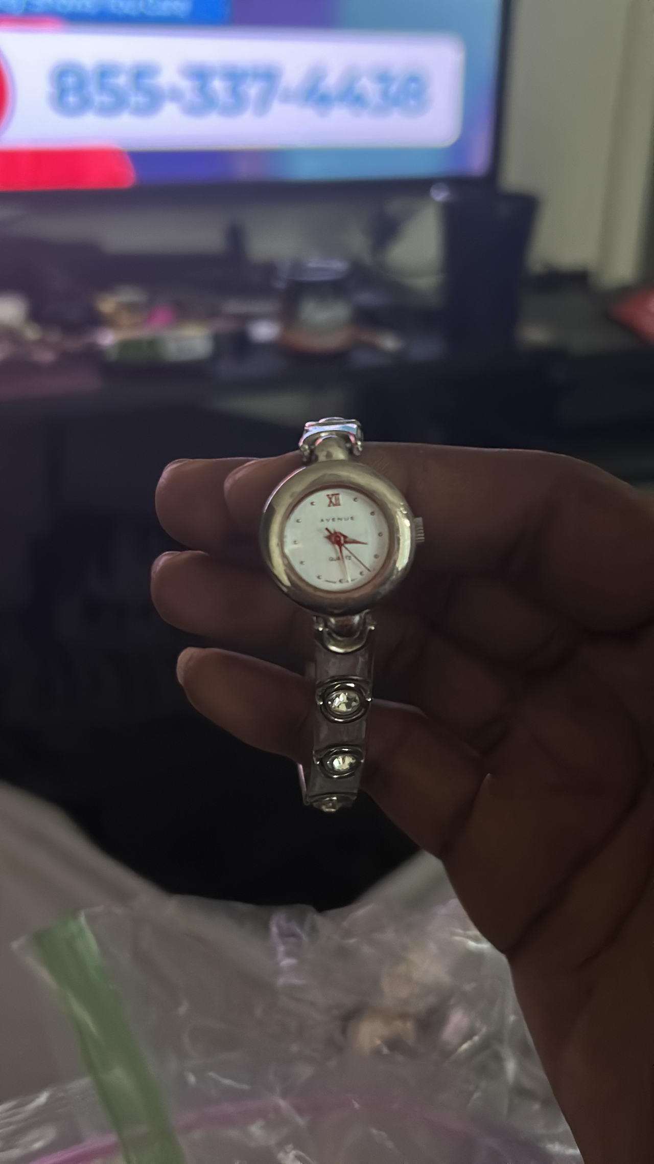 Avenue Silver Tone Crystal Bangle Watch