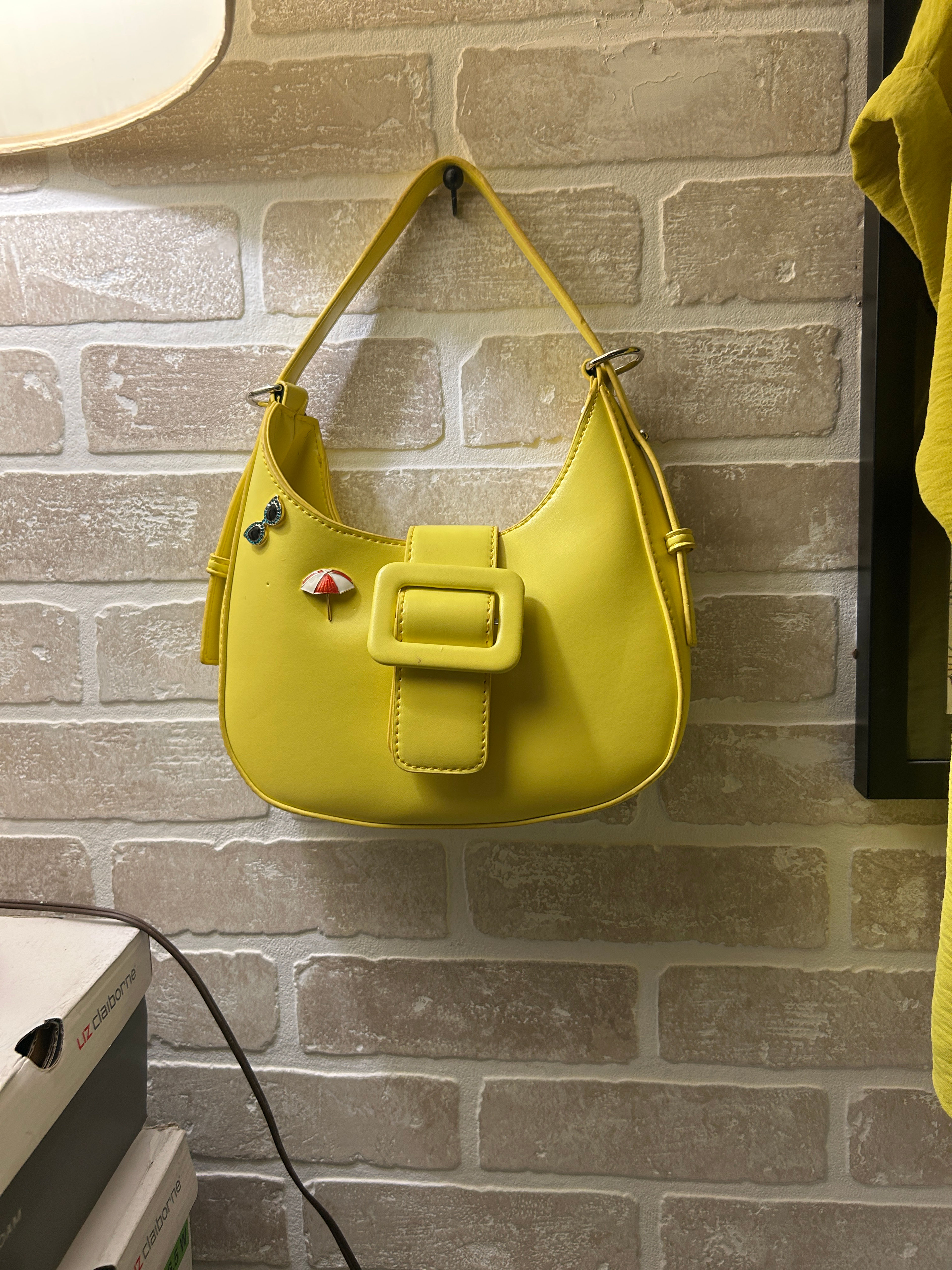 Liz Claiborne Yellow Buckle Shoulder Bag