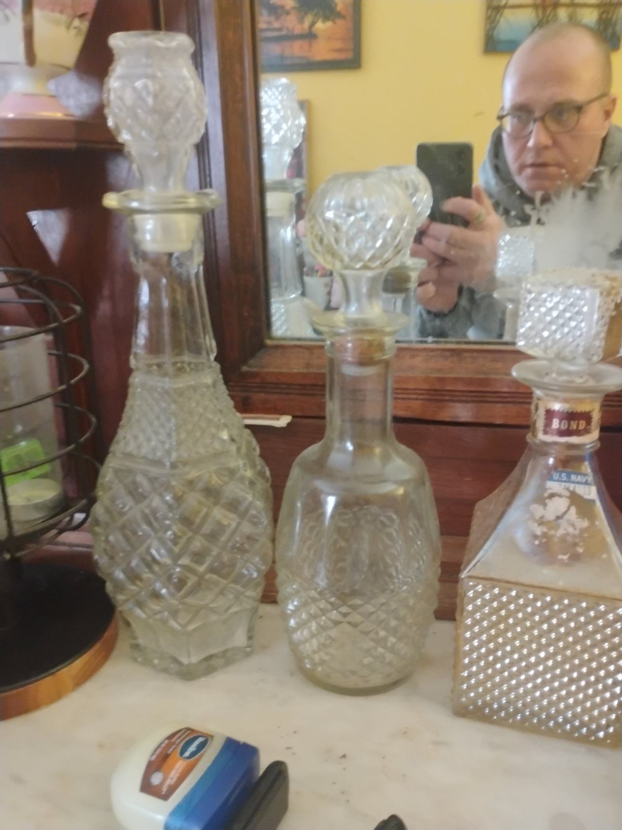 Vintage Diamond Cut Glass Decanters