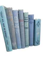 Vintage Blue Book Stack Decorative Set - Image 1