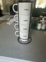 Stackable Coffee Mug Set with Metal Rack - Image 1