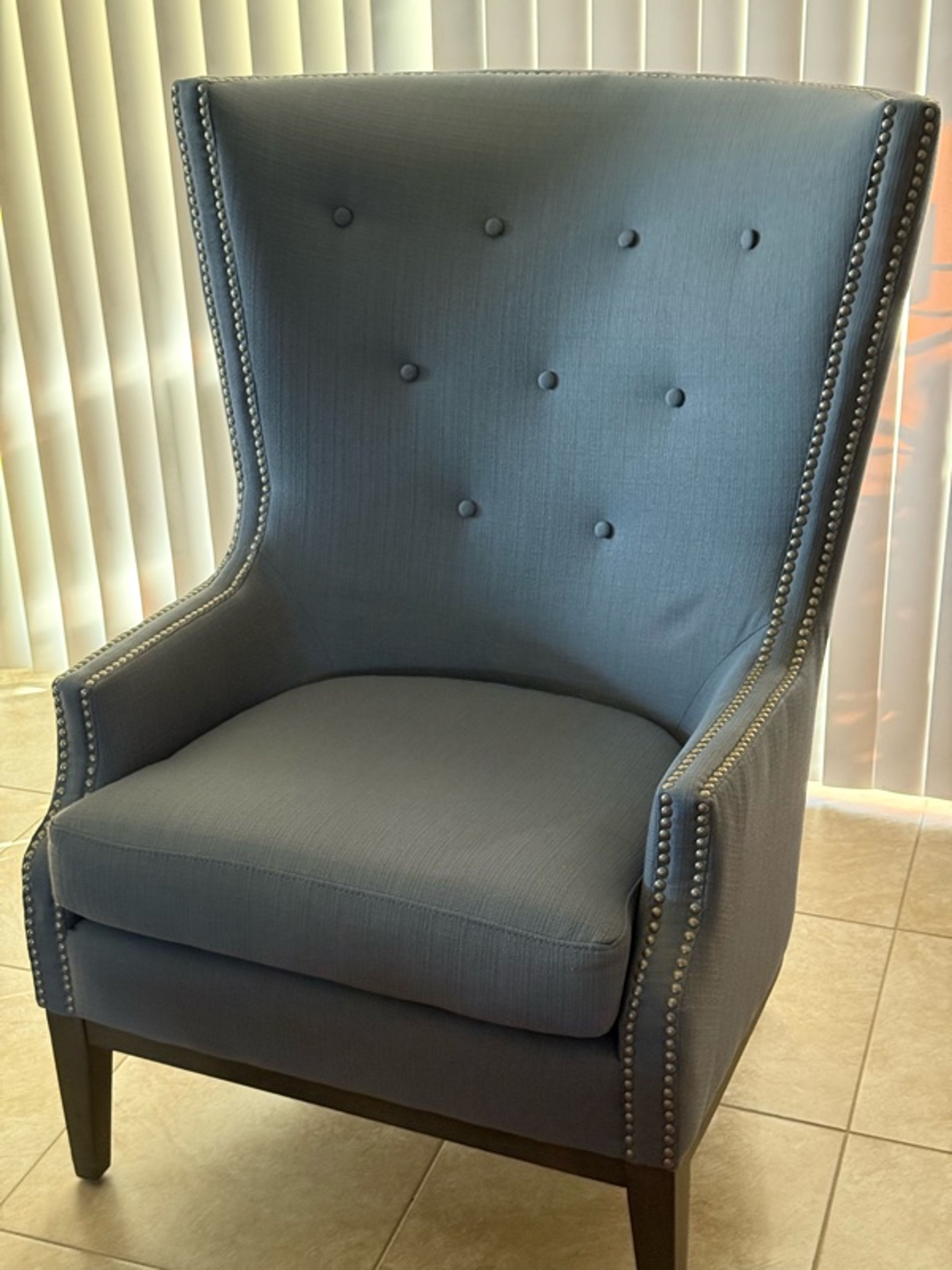Steve Silver Roswell Gray Blue Linen Accent Chair