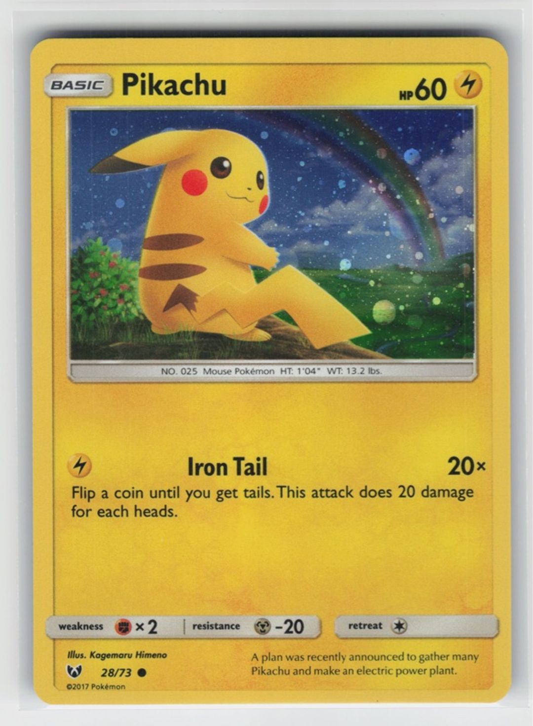 Pikachu Holo Rare - 28/73 - Pokémon Card S&M Shining Legends LP