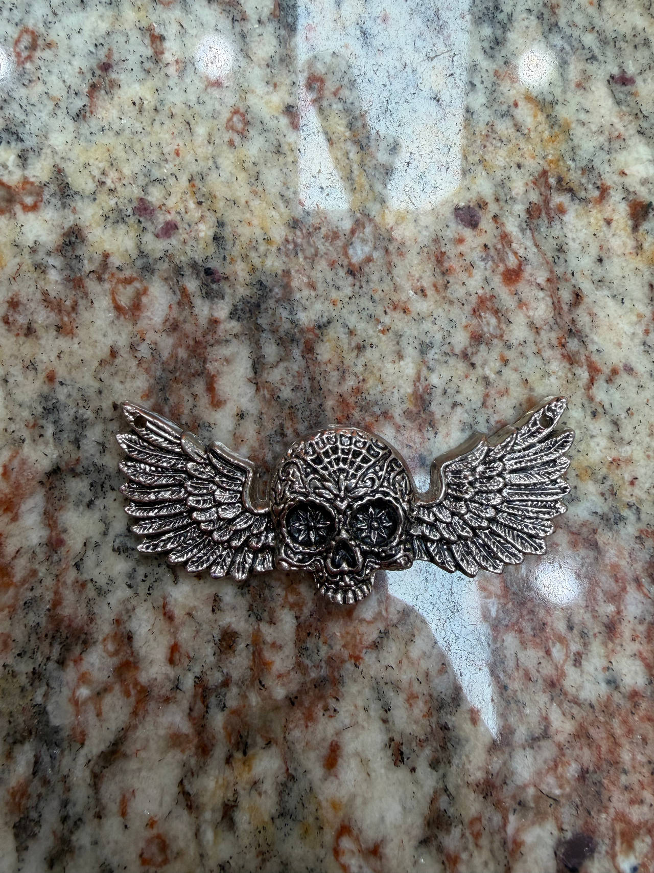 Sugar Skull with Wings Metal Charm/Pendant