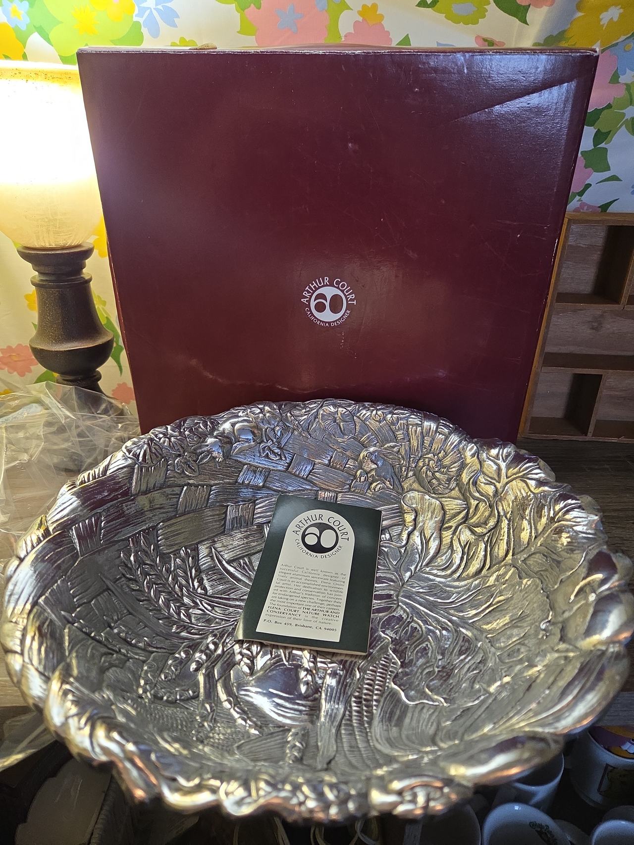 Arthur Court Vegetable Basket Weave Aluminum Serving Bowl. brand new in box