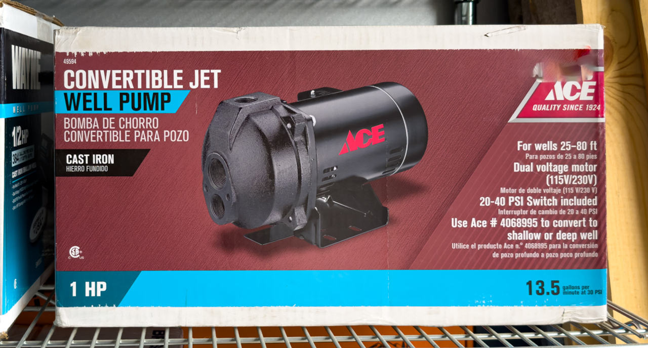 Ace 1 HP Cast Iron Convertible Jet Well Pump