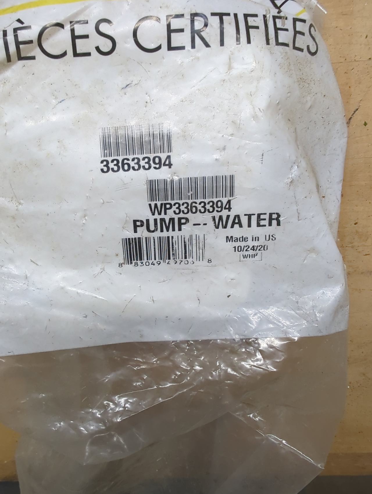 Whirlpool Washer Drain Pump 3363394