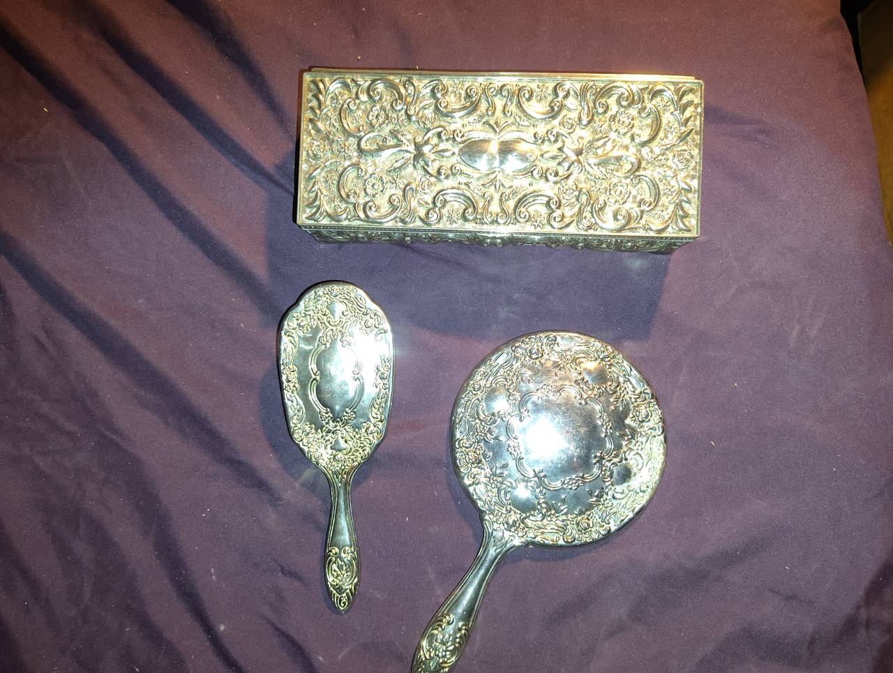 Antique Silver Vanity Set