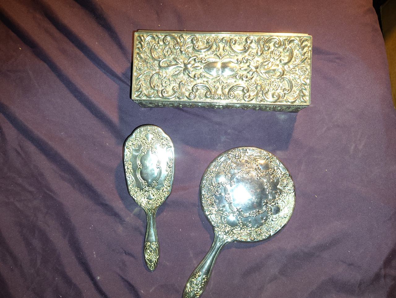 Antique Silver Vanity Set