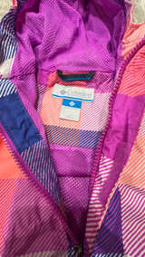 Columbia Fast & Curious Girls' Pink Plaid Rain Jacket - Image 3