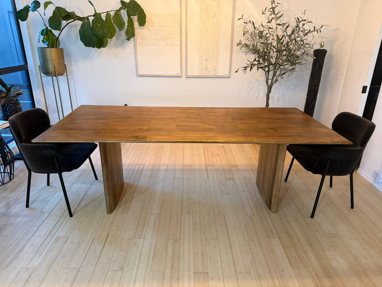 Modern Solid Wood Dining Table with Plank Legs