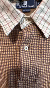 Polo Ralph Lauren Houndstooth Long Sleeve Polo Shirt 100% Cotton - Image 3