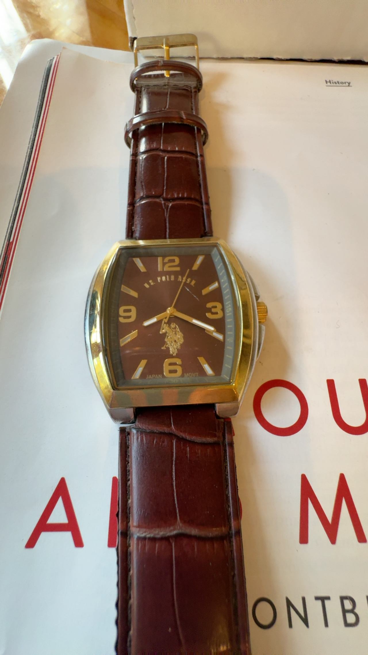 U.S. Polo Assn His and Hers Brown Strap Watch Set