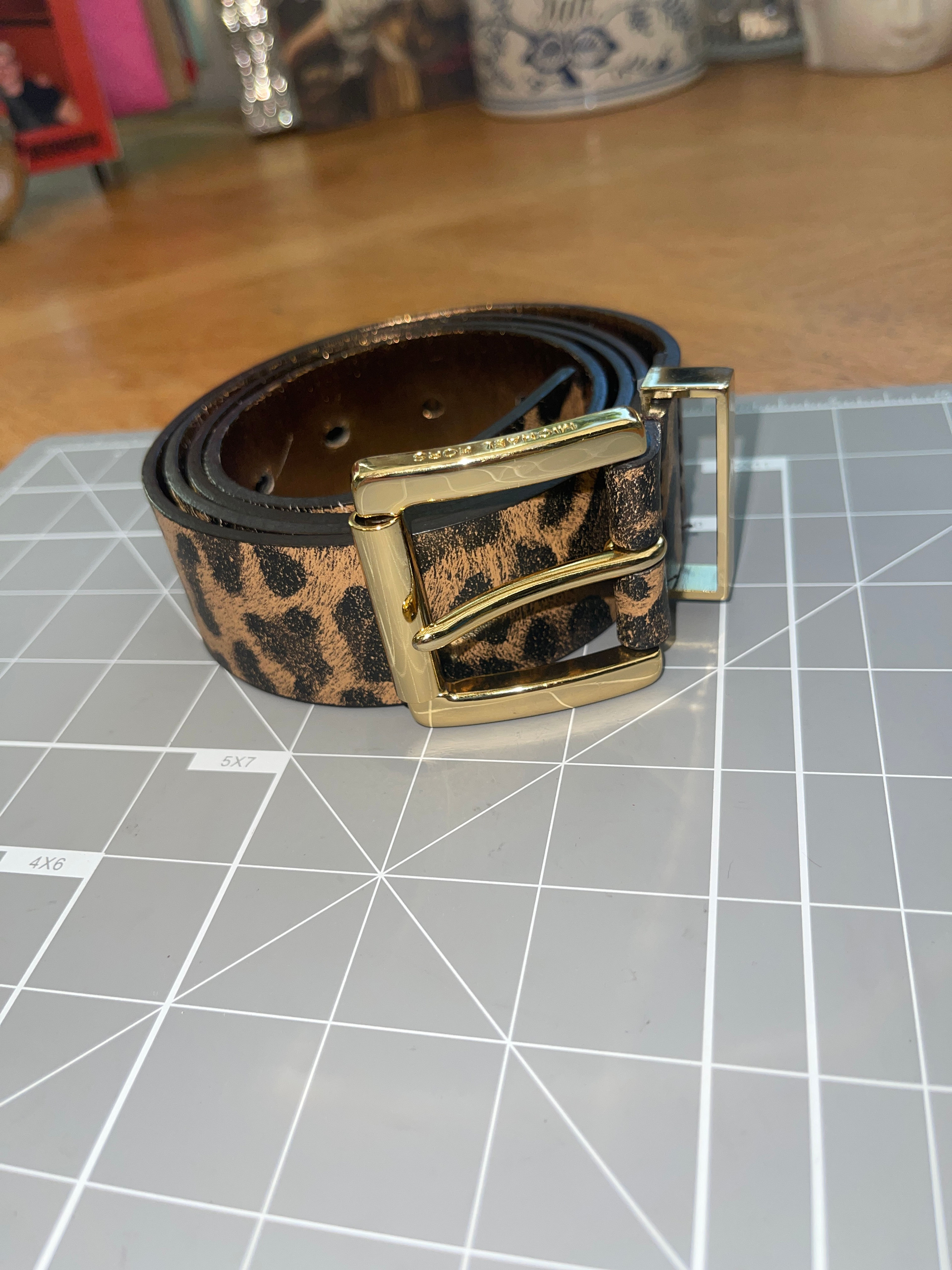 Michael Kors Leopard Print Belt size XL GUC 