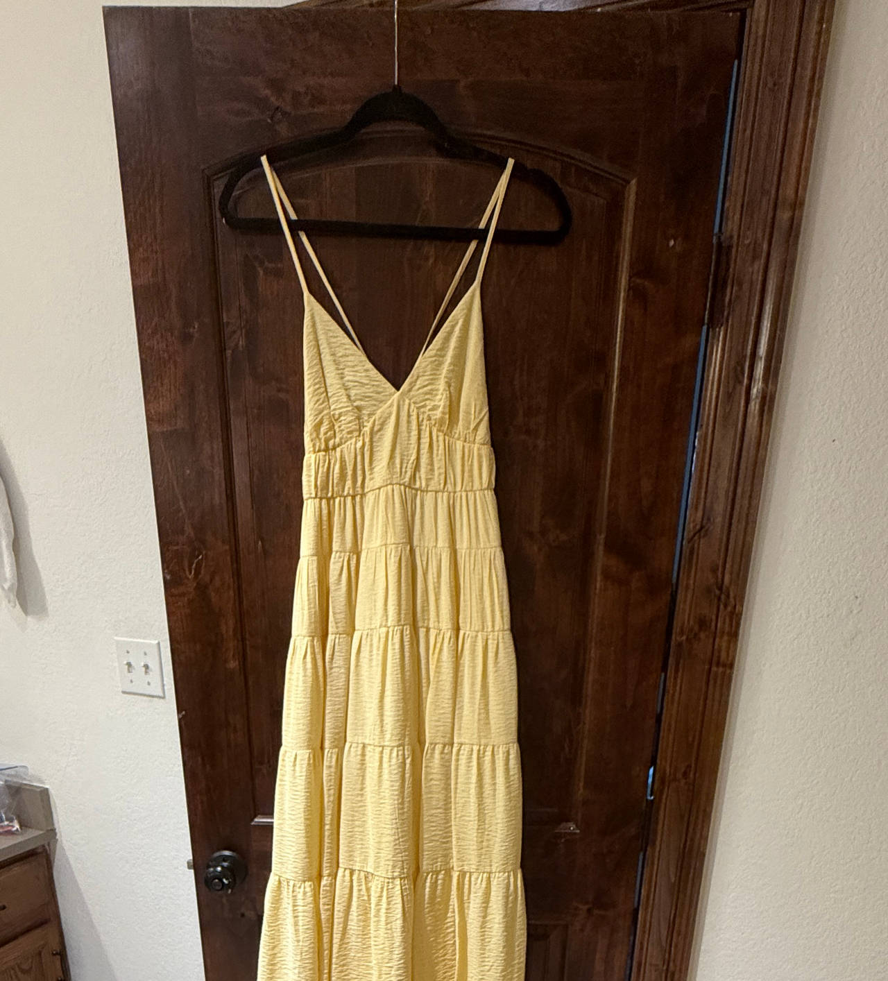 Abercrombie Yellow Tiered Spaghetti Strap Maxi Dress