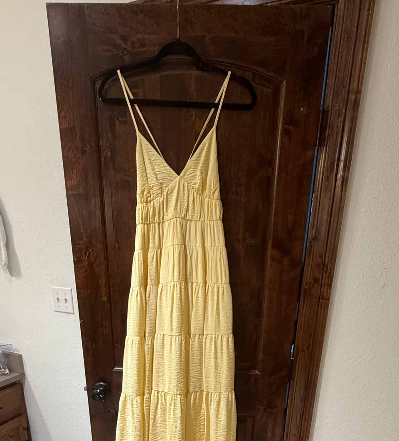 Abercrombie Yellow Tiered Spaghetti Strap Maxi Dress