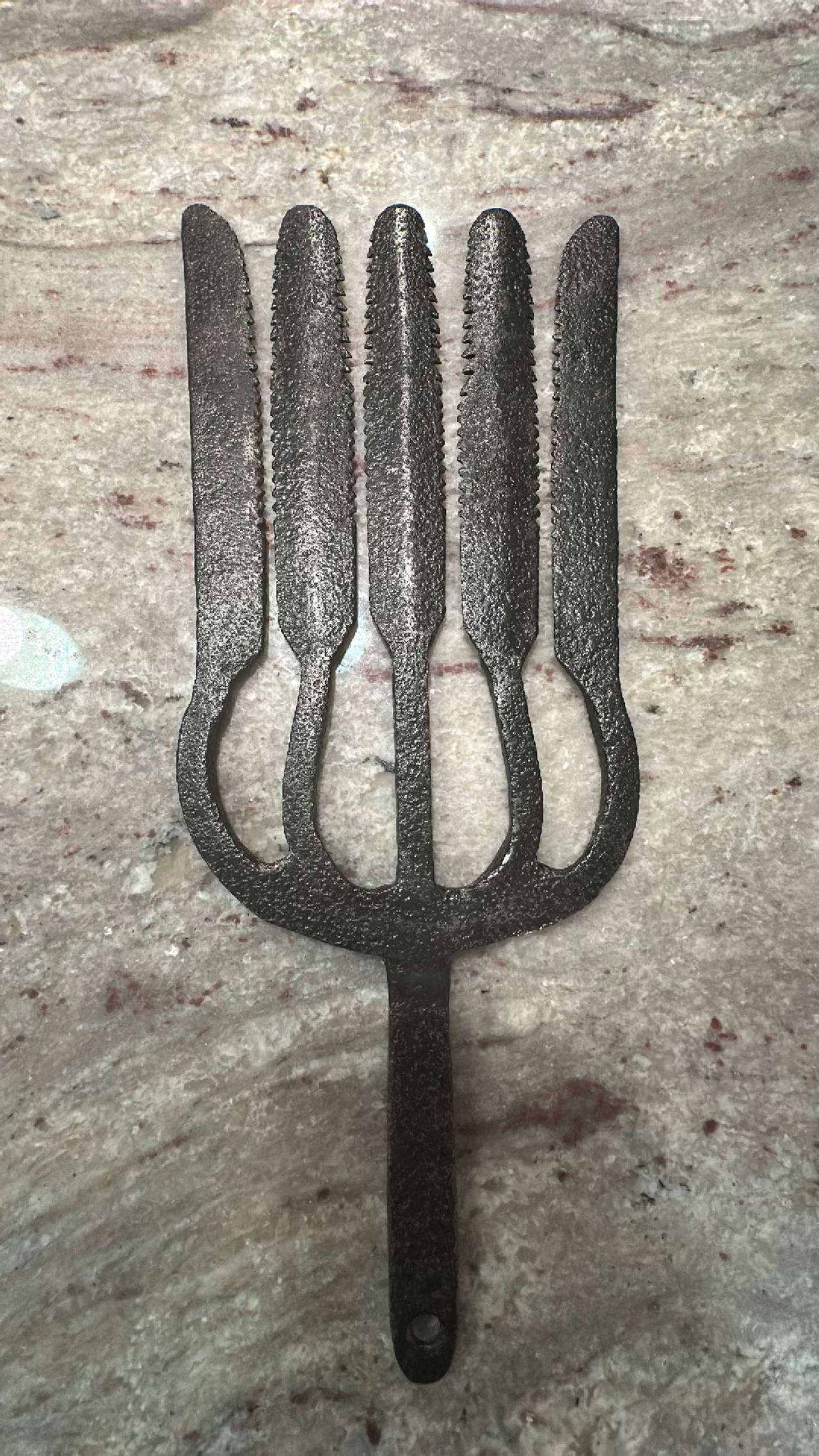 Antique Hand Forged Wrought Iron Eel Fork