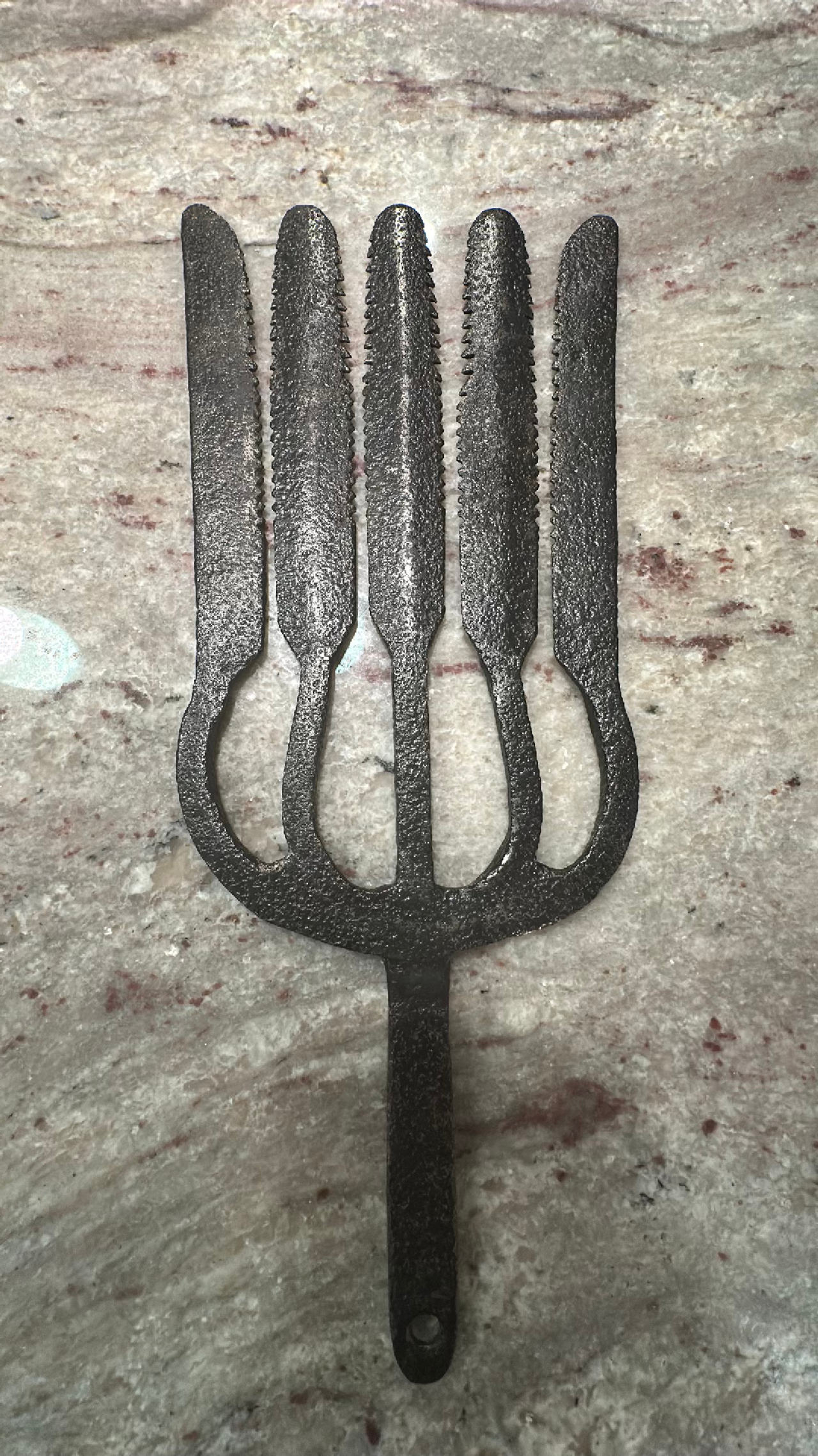 Antique Hand Forged Wrought Iron Eel Fork