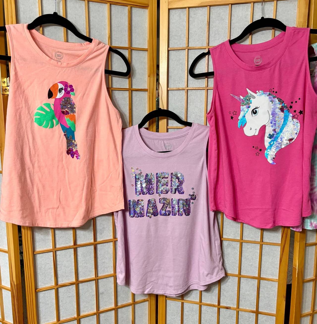 Wonder Nation Girls Flip Sequin Tank Top Bundle