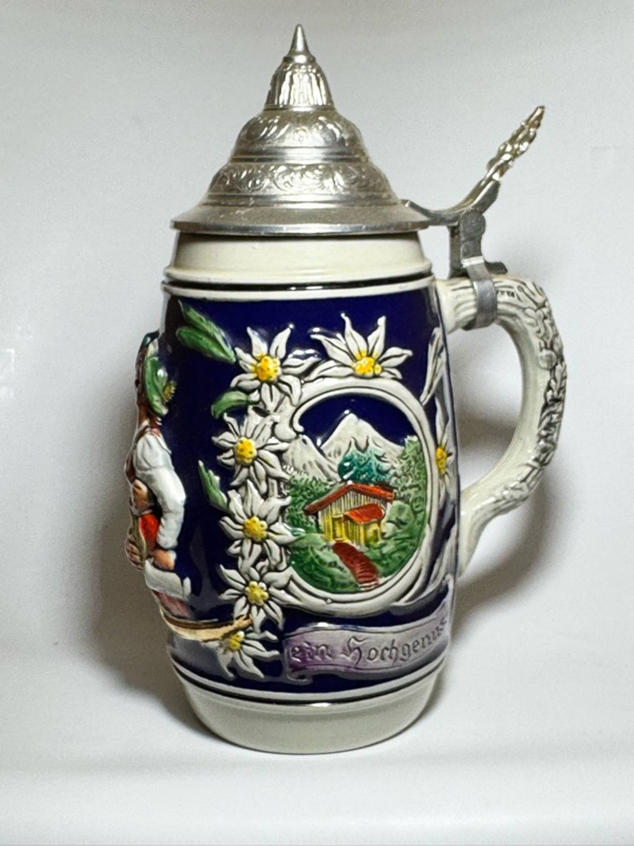 Gerz German Beer Stein Lidded Stoneware Barmaid