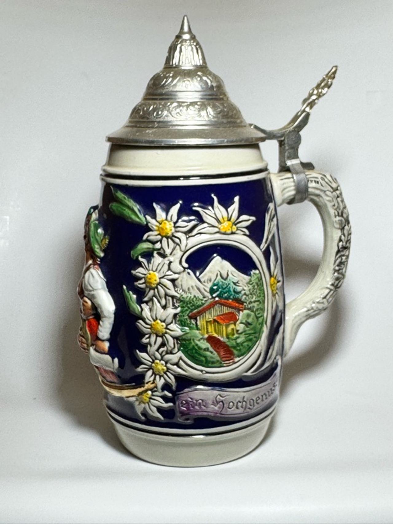 Gerz German Beer Stein Lidded Stoneware Barmaid