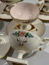 Vintage Porcelain Demitasse Espresso Cups & Saucers Set of 5 Gold Trim Floral Pi - Image 2