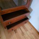 Antique Wood Display Cabinet with Glass Door and Drawers - Image 4