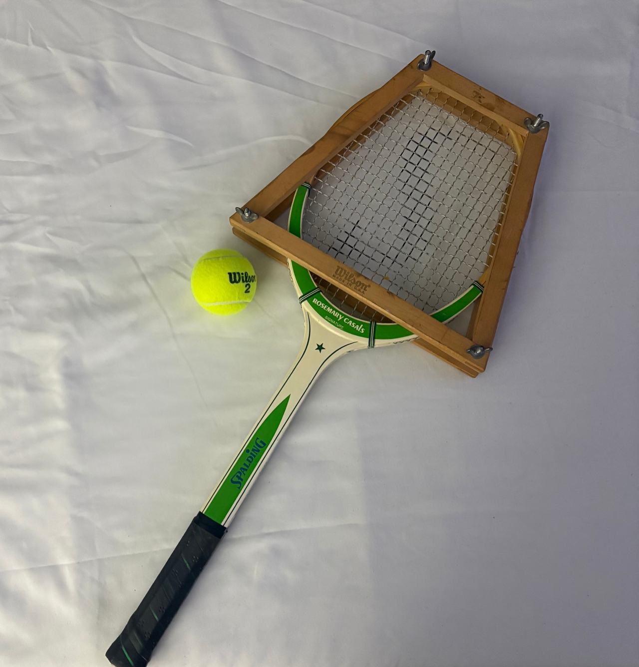 Spalding Rosemary Casals Wooden Tennis Racquet with Press