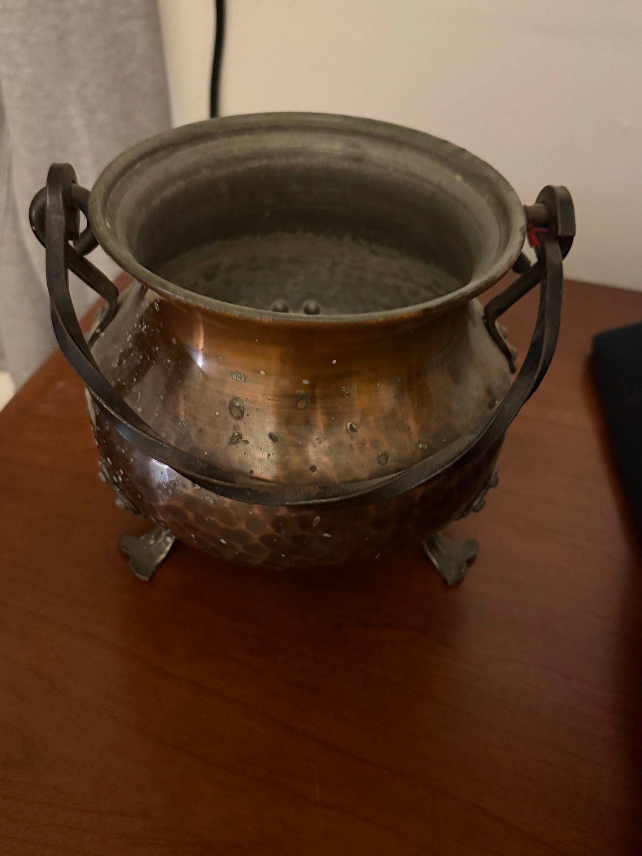 Vintage Hammered Copper Cauldron Pot