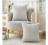 MIULEE Pack of 2 Light Gray Throw Pillow Covers 18x18 Inch Soft Chenille Pillow  - Image 3