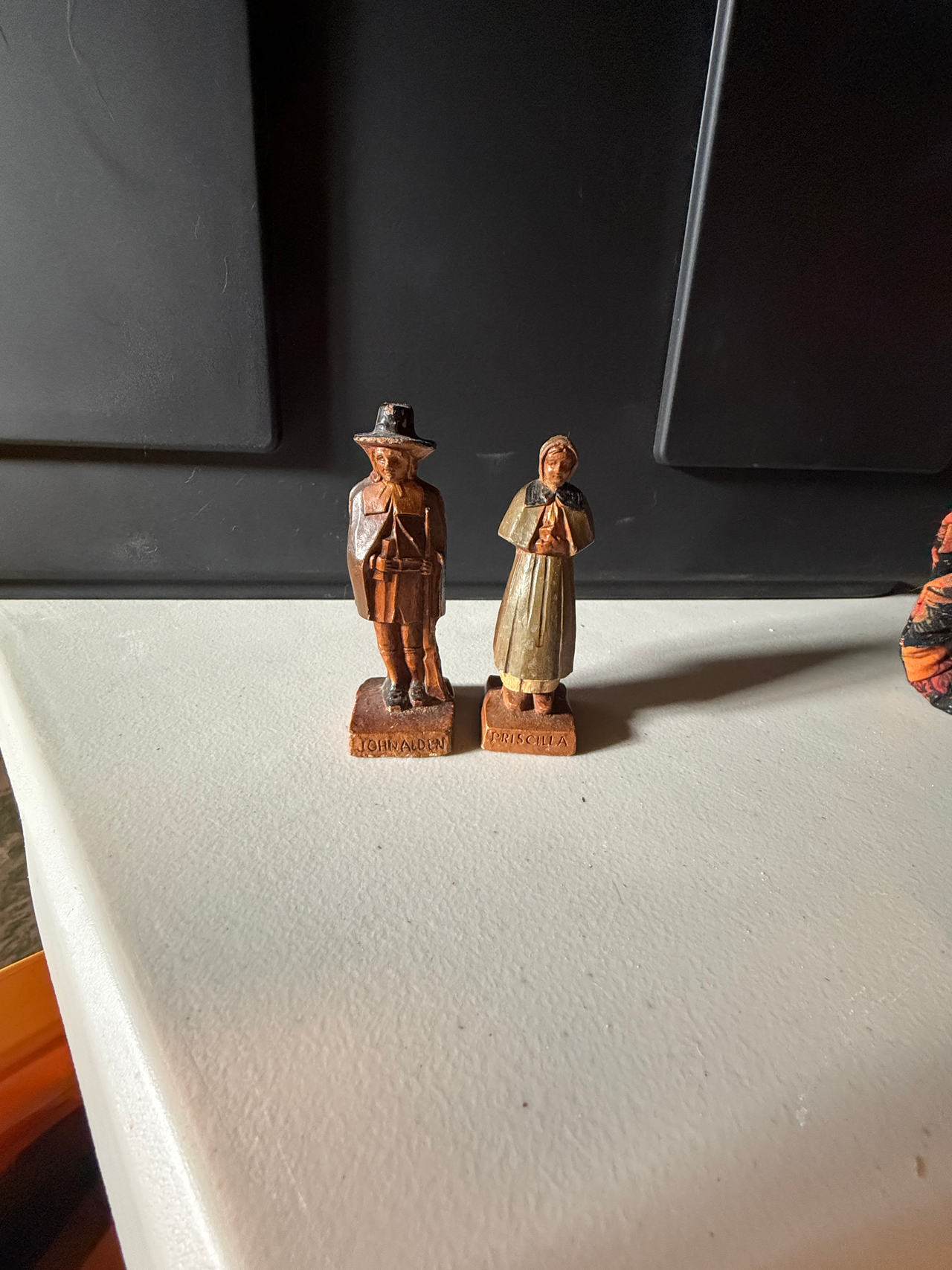 Anri John Alden and Priscilla Wood Carved Figurines
