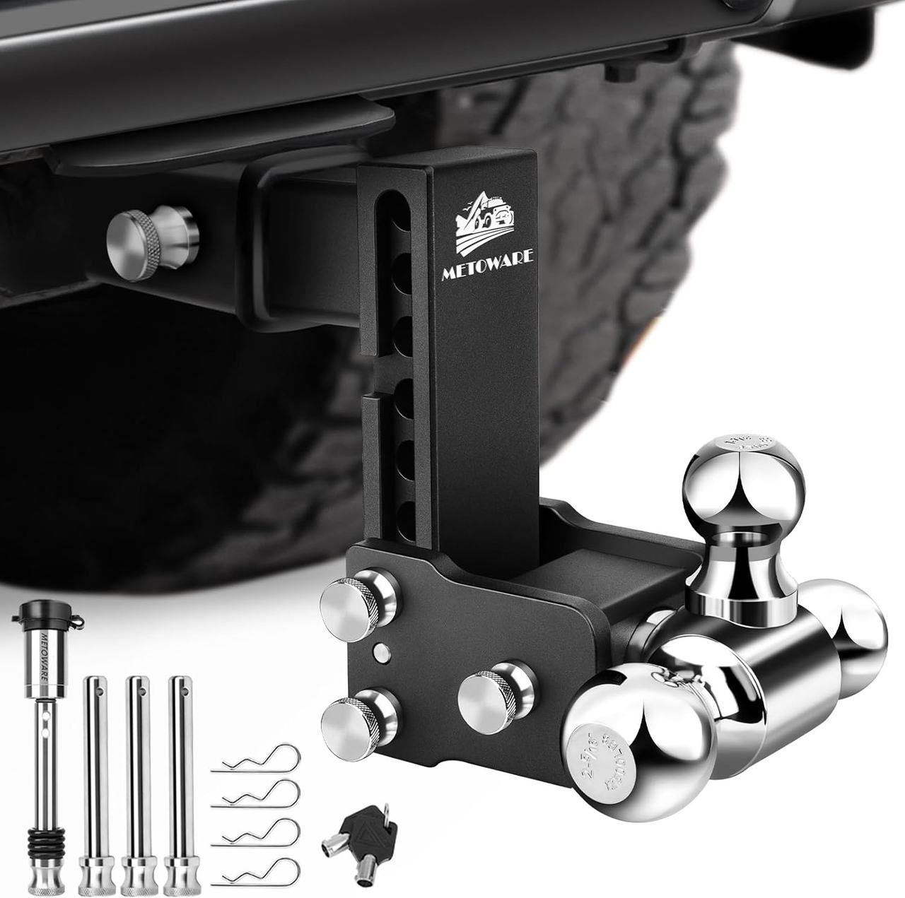 METOWARE Adjustable Trailer Hitch Ball Mount