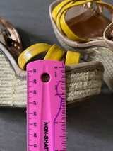 BCBGeneration Yellow Patent Wedge Sandals 6.5 - Image 6