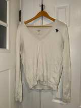 Abercrombie & Fitch White V-Neck Sweater - Image 1