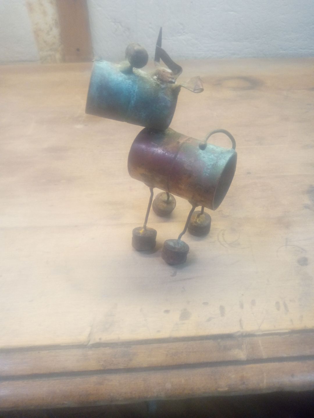 Handmade Copper Pipe Bull Sculpture