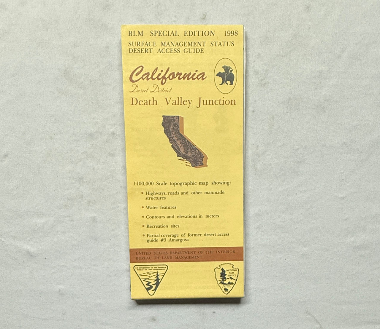 1998 BLM Death Valley Junction Desert Access Guide Map