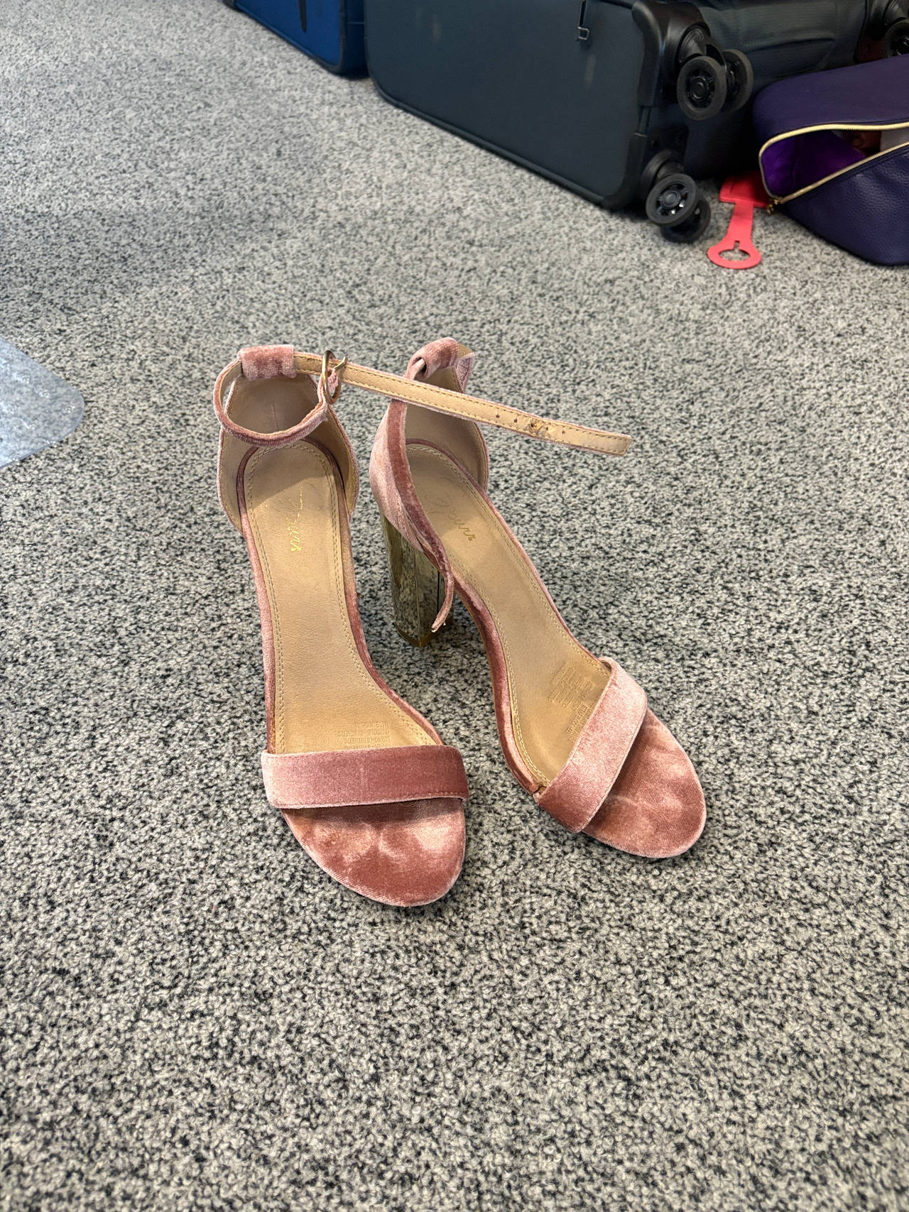 Velvet Block Heel Sandals