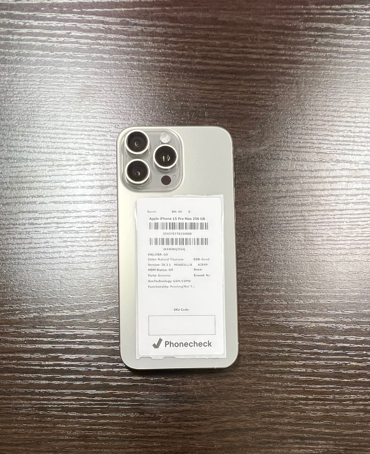 Apple iPhone 15 Pro Max 256GB Natural Titanium - Boost Locked