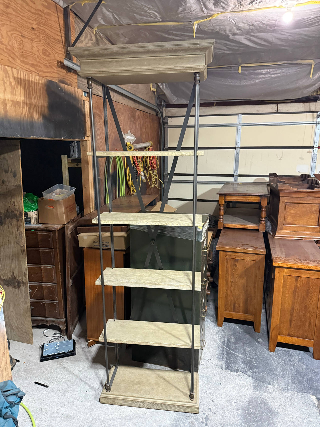 Industrial Wood and Metal Etagere Bookshelf