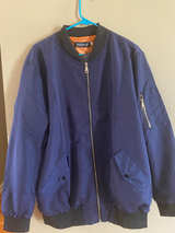 HHGKED Navy Blue Bomber Jacket Men’s Size M Lightweight Zip Flight Jacket - Image 6
