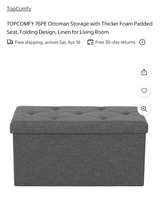 New, Grey, TopComfy 76PE Ottoman Storage with Thicker Foam Padded Seat - Image 2