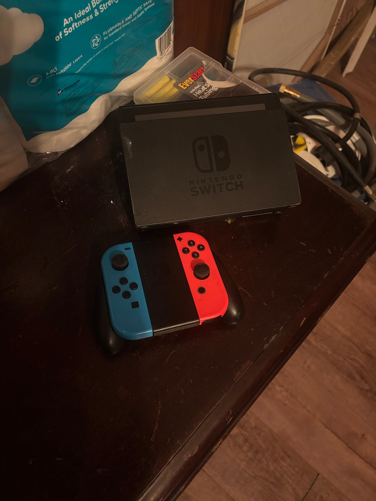 Nintendo Switch hac-001 oled screen with Neon Blue and Neon Red Joy-Con