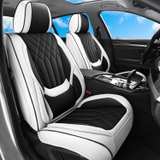 UNIVERSAL TRUCKS SUV  Black White Car Seat Covers Full Set LEATHER  VINYL - Image 1