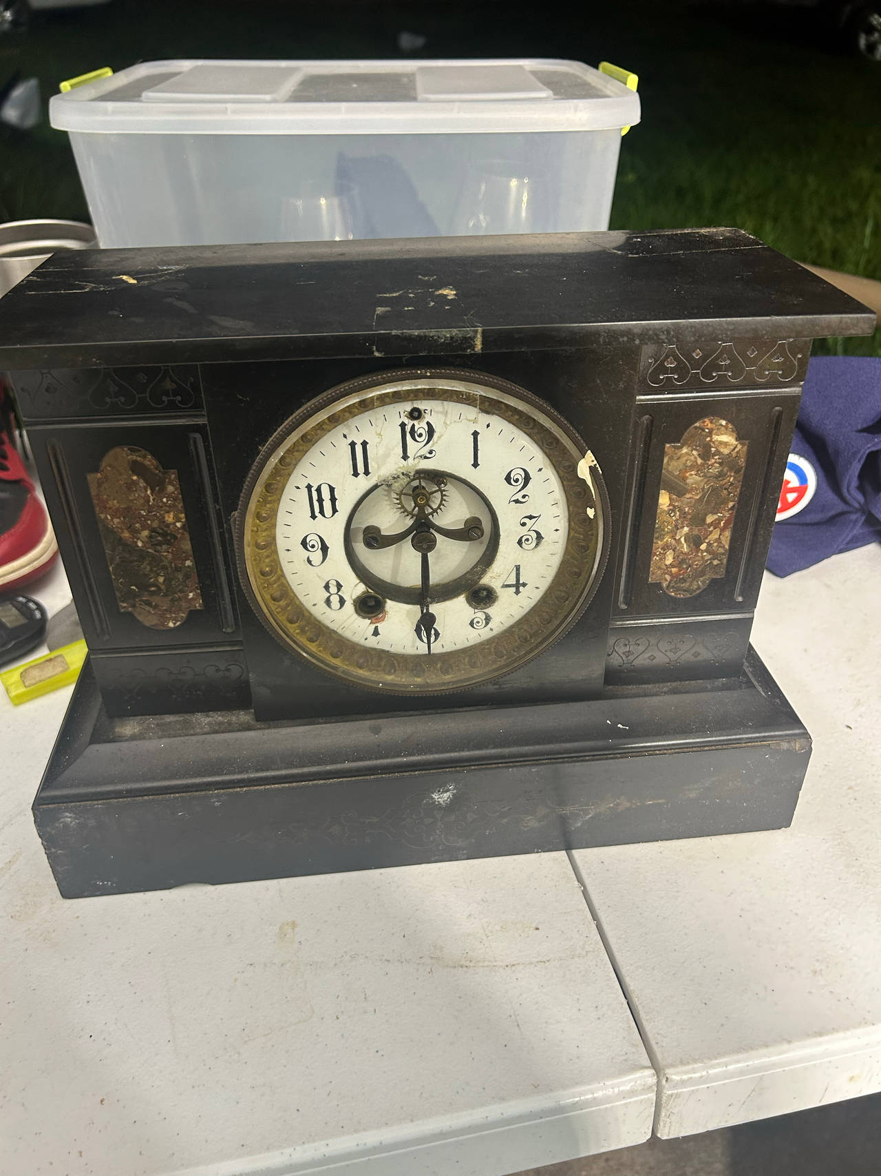 Antique Black Mantel Clock