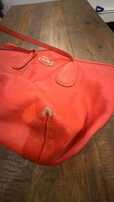 Coach Taxi Zip Top Tote Orange Red Large Big Bag  - Image 6