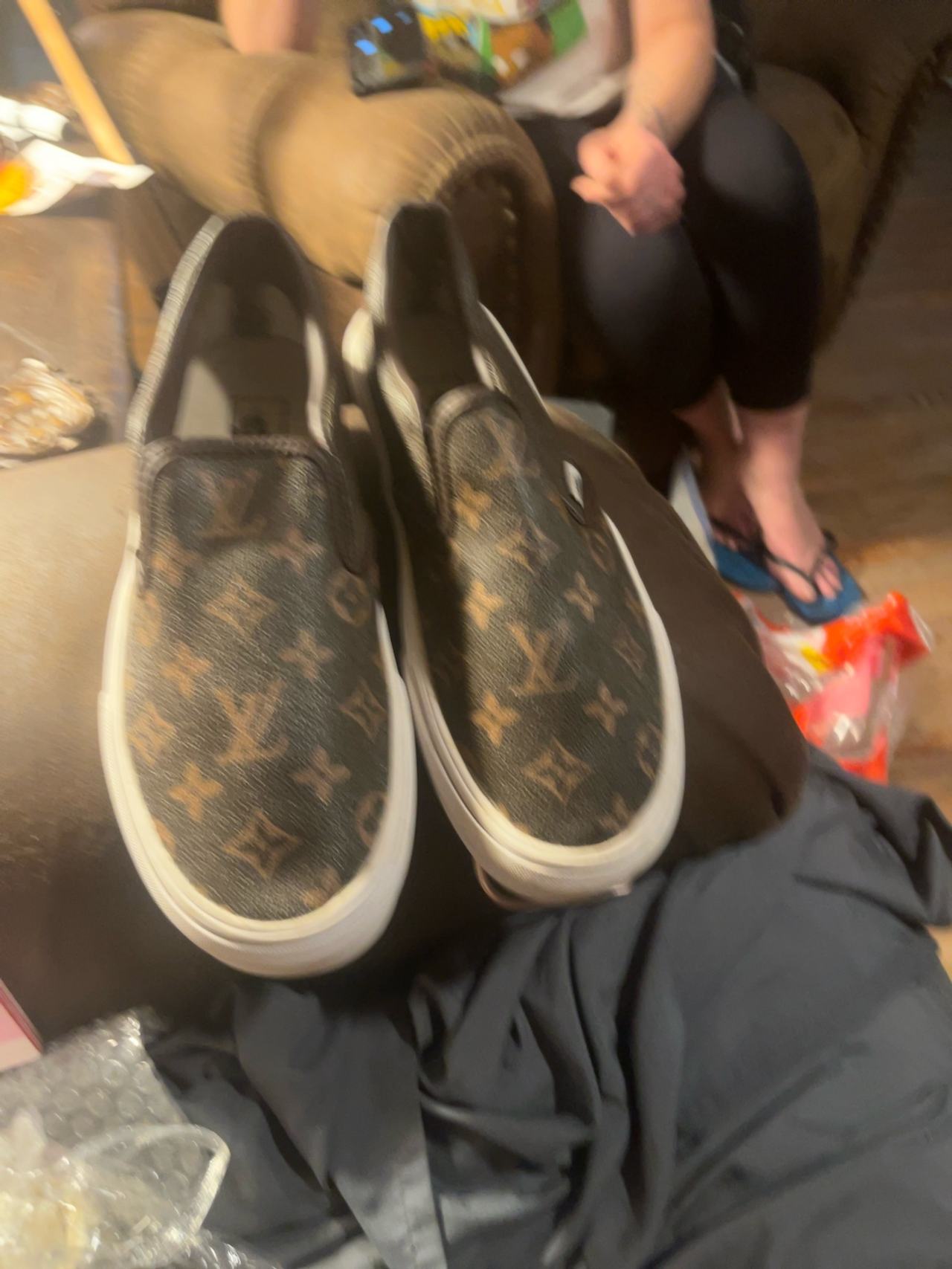 Louis Vuitton Trocadero Slip-On Sneakers Grey size 10 unisex