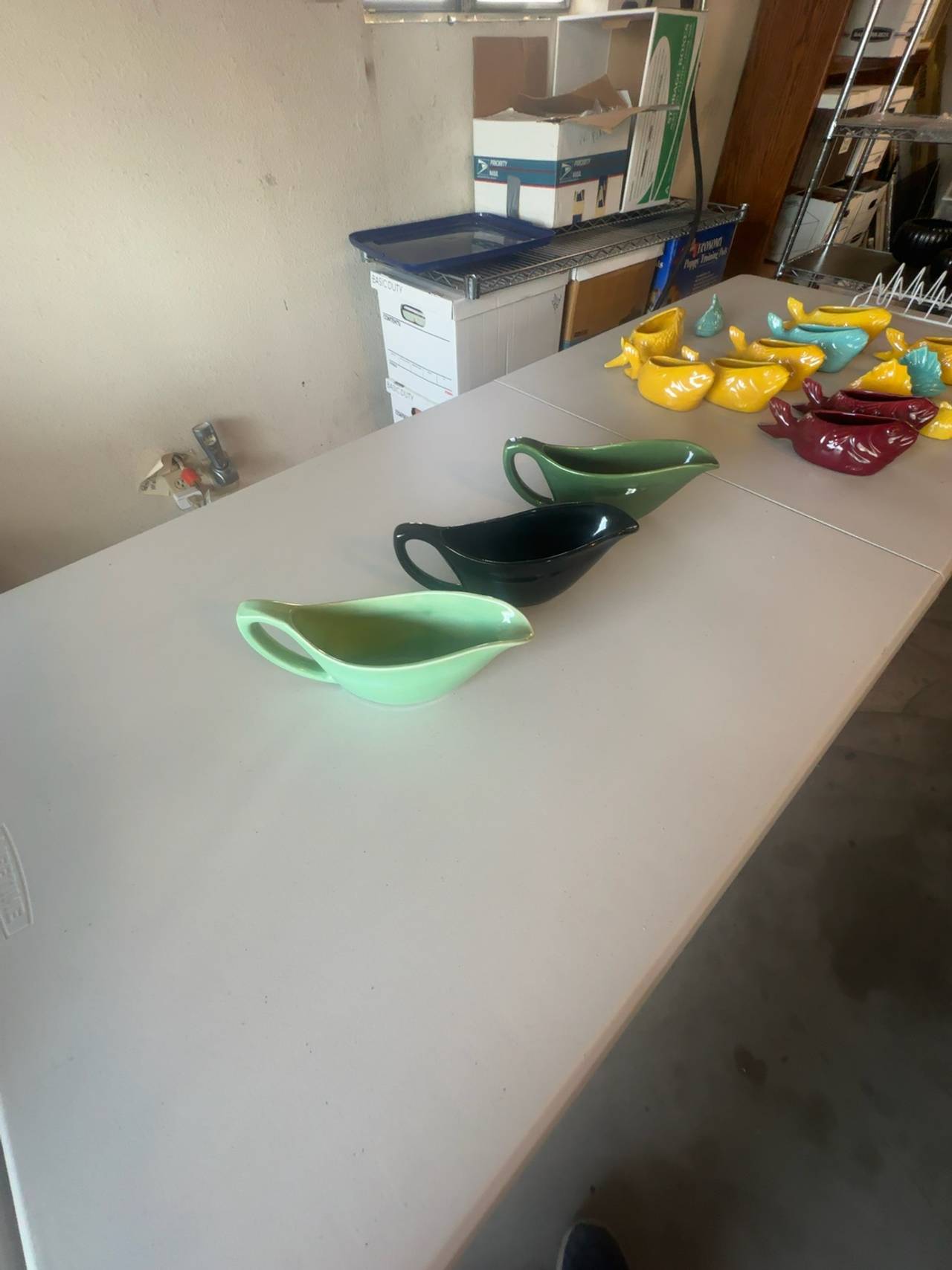 Bauer Los Angeles Pottery Green Gravy Boats