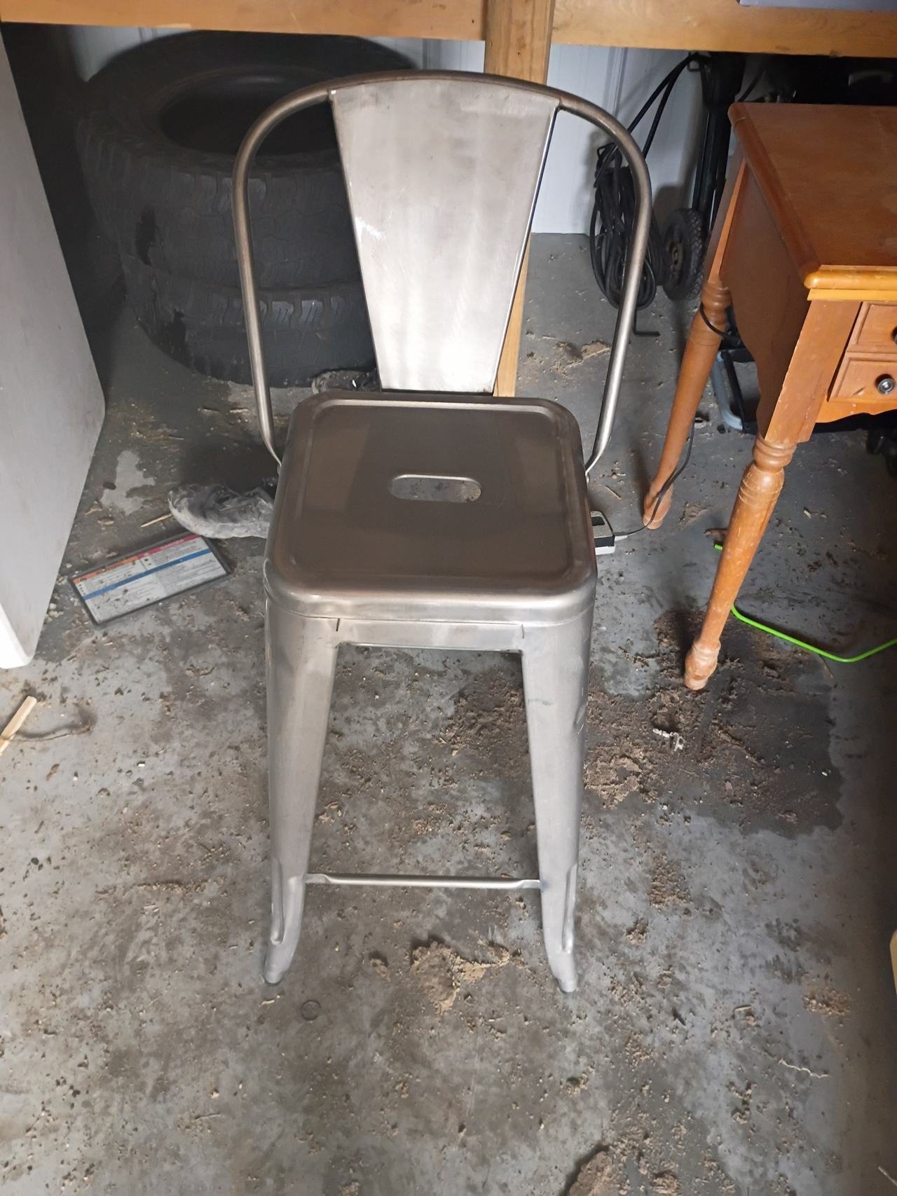 Metal Industrial Bar Stool with Backrest