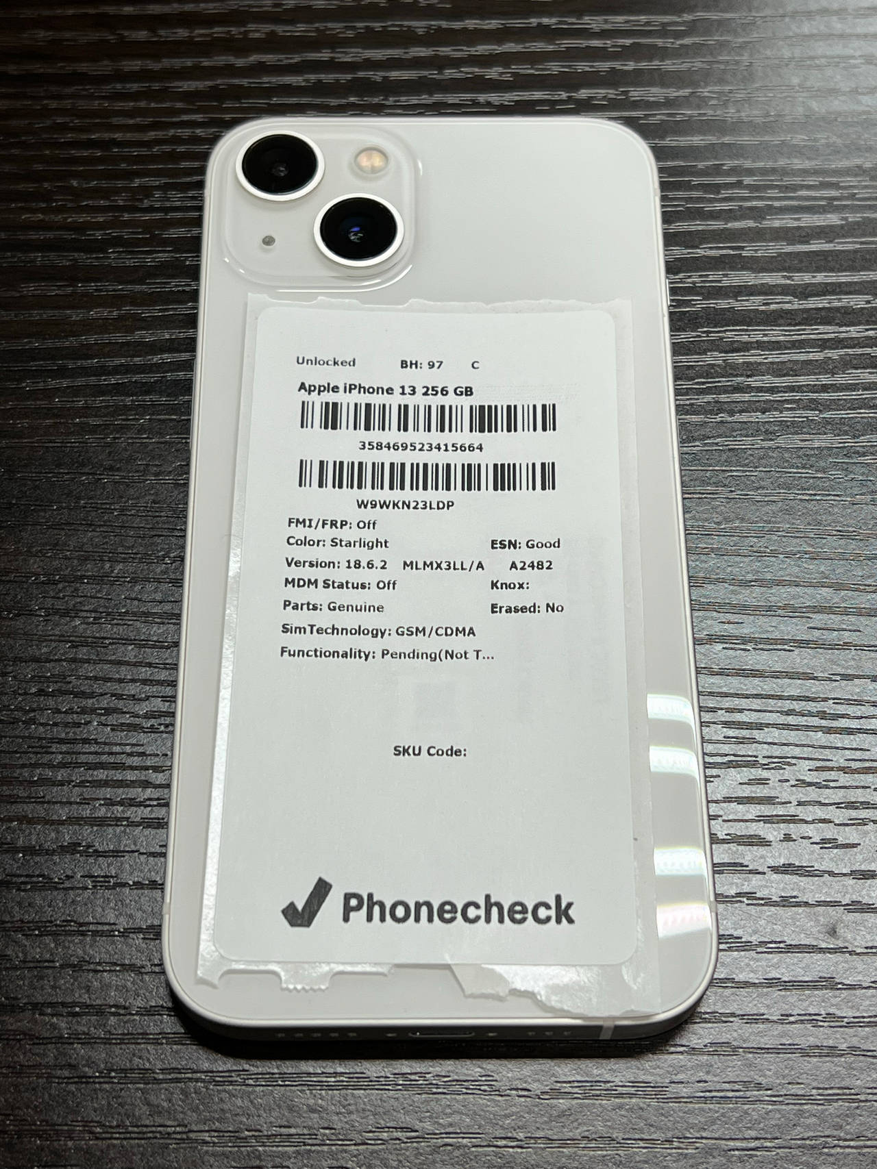 Apple iPhone 13 256GB Starlight unlocked 97% battery health